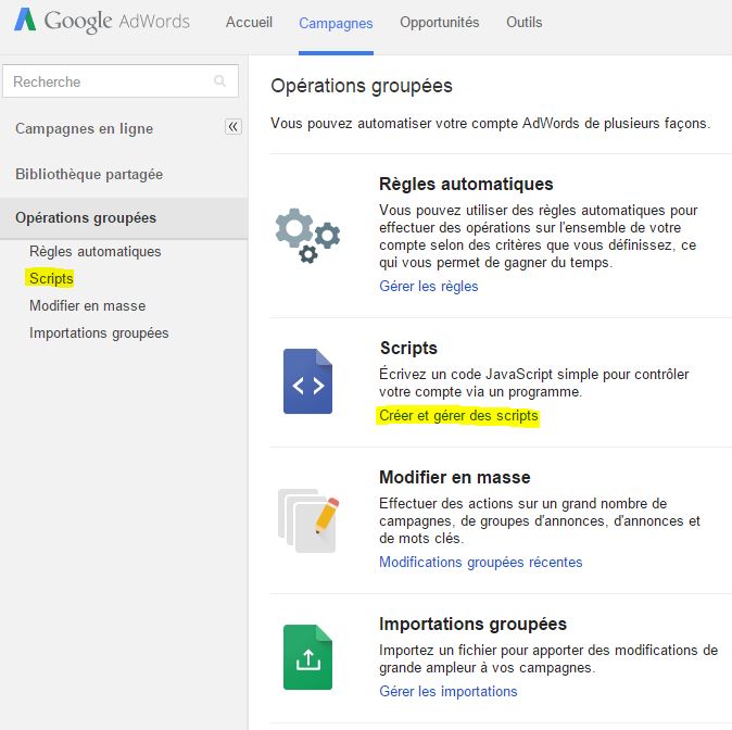 Scripts AdWords