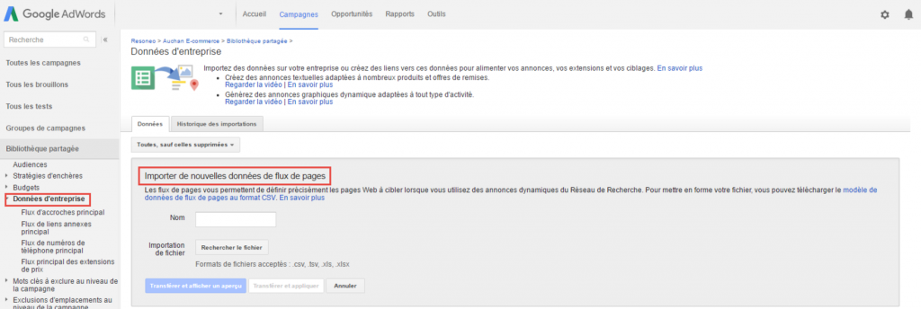 Page-feed-dsa-adwords