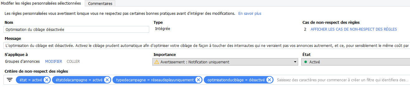 Règles-personnalisées-optimisation-ciblage-désactivée
