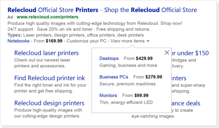 extension de prix bing ads