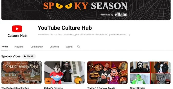 L'espace Sppoky Vibes, pour mettre en avant les contenus liés à Halloween sur YouTube.