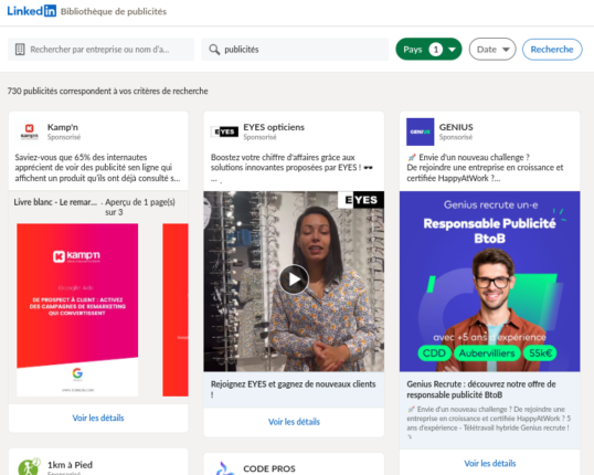 Une médiathèque de publicités sur LinkedIn pour visualiser les annonces de vos concurrents